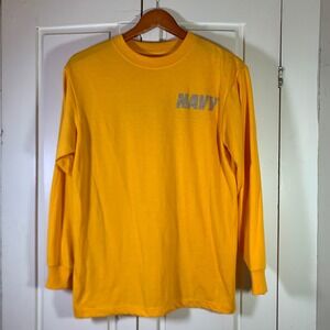 Soffe US Navy Originals Yellow Reflective Long Sleeve PT Shirt Mens Small USA